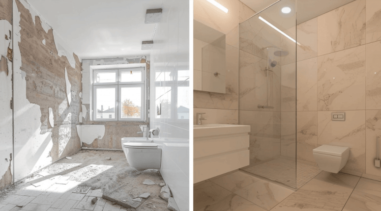 Bathroom remodel before and after